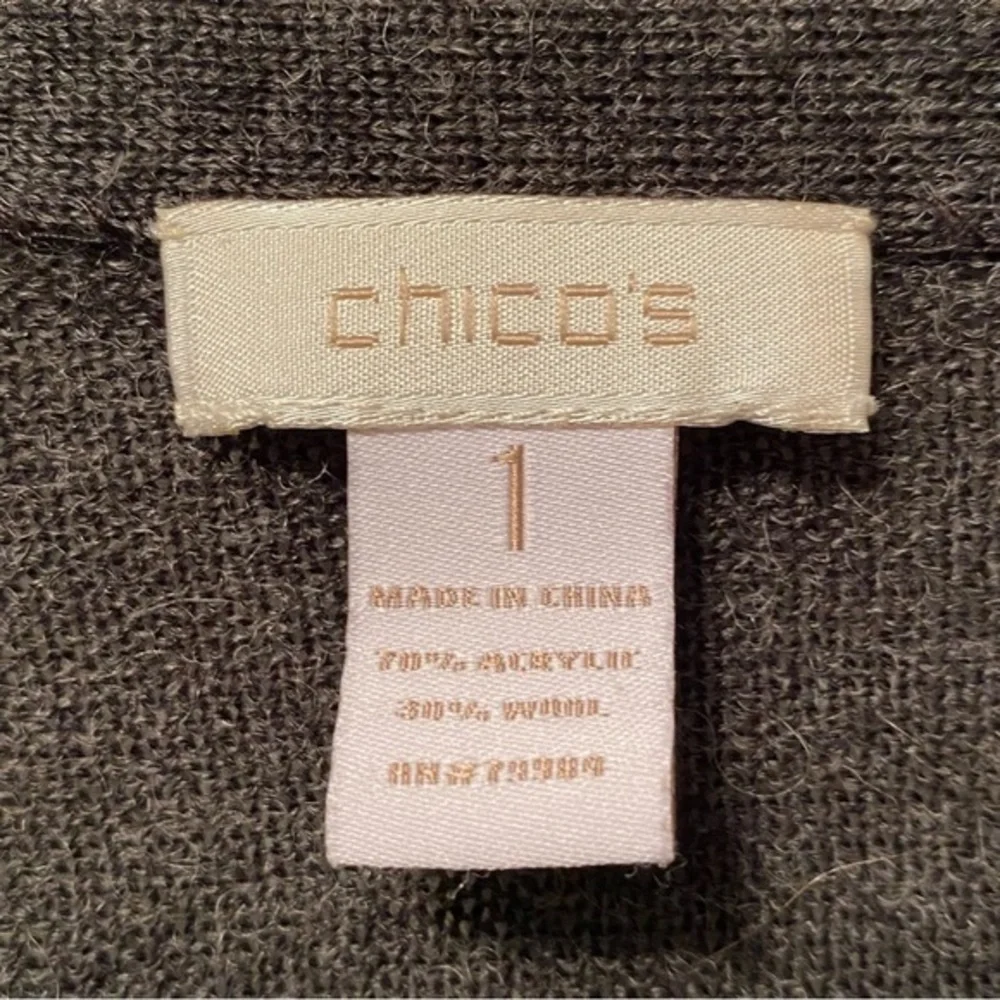 Chico’s Sweater Women’s‎ Size 1 Medium Black One Hook Closure Whimsigoth